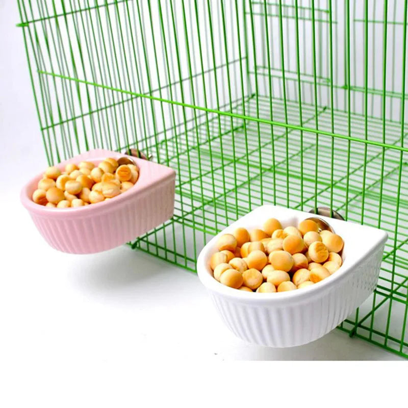 Ceramic Hanging Small Animal Feeder: Hygienic & Easy-to-Clean Water Drinking Bowl, Food Bowl Pet Friendly Supplies