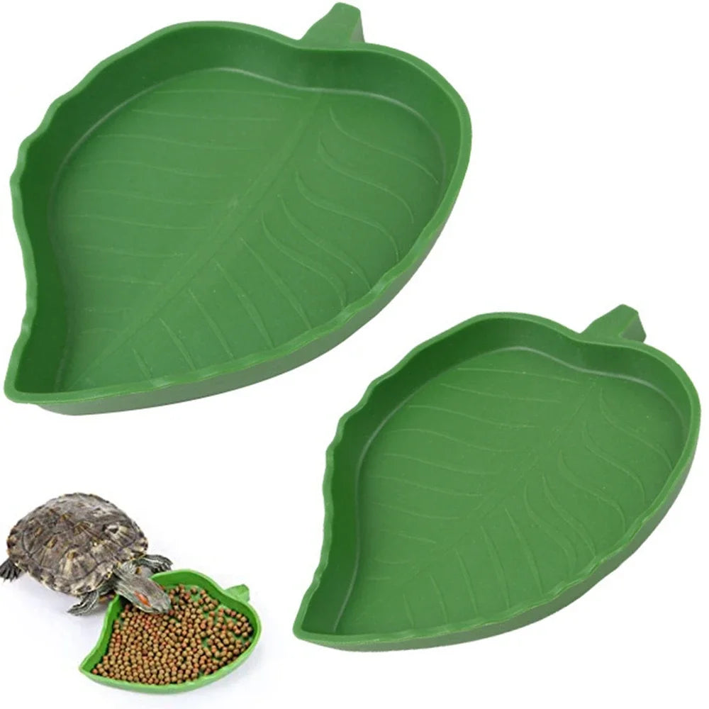 Reptile Dish Food/Water Feeder Leaf Shape Pet Friendly Supplies