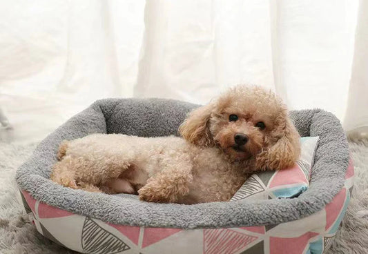 Pink & Grey Warm Winter Cushion Dog Bed Pet Friendly Supplies