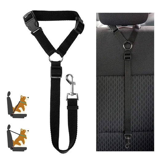 Two-in-one Nylon Adjustable Dogs Harness Backseat Safety Belt