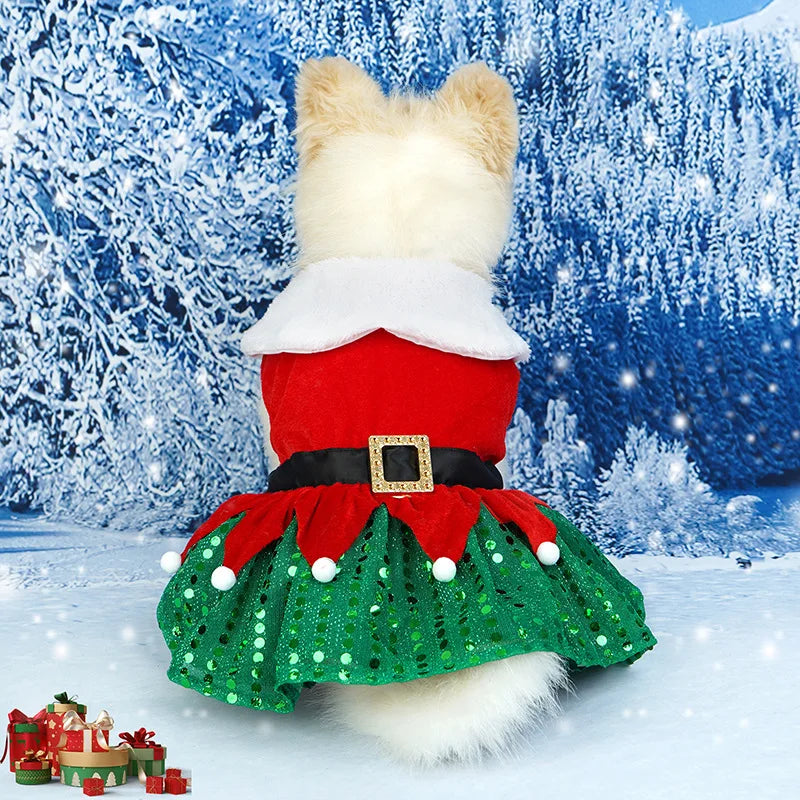 Christmas Dog Party Dress Pet Friendly Supplies