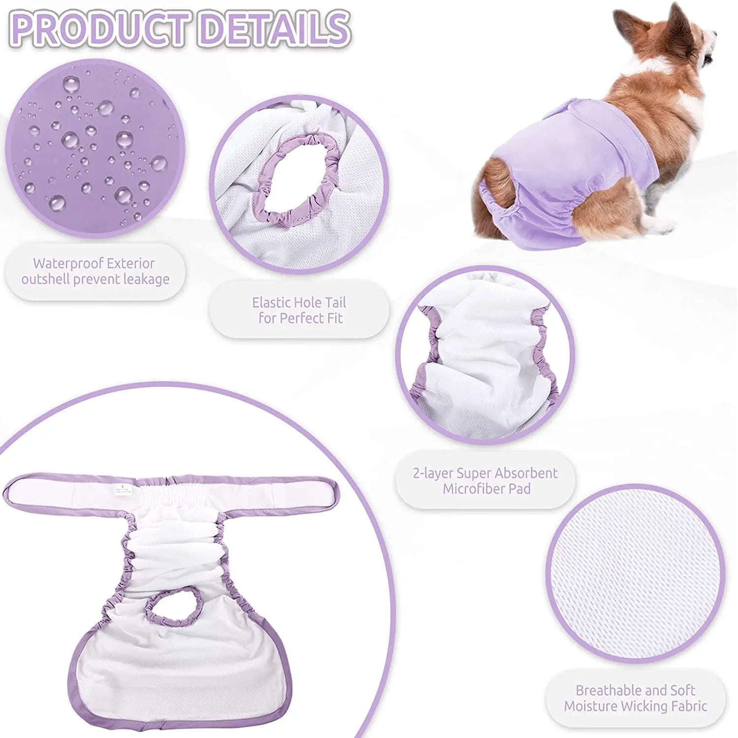 Reusable Female Dog Diapers Pet Friendly Supplies