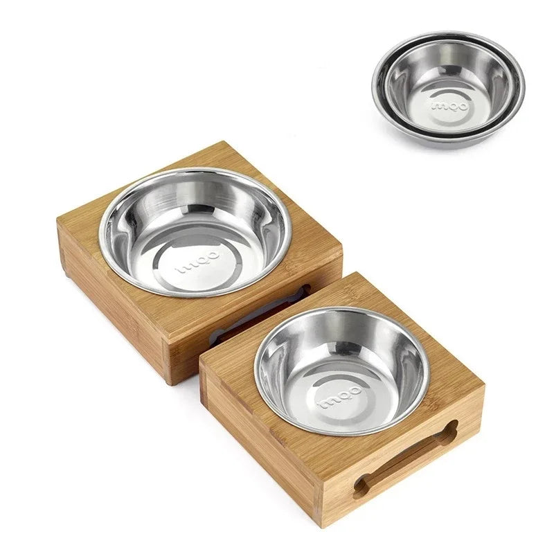 Bamboo Wooden Pet Bowl Pet Friendly Supplies