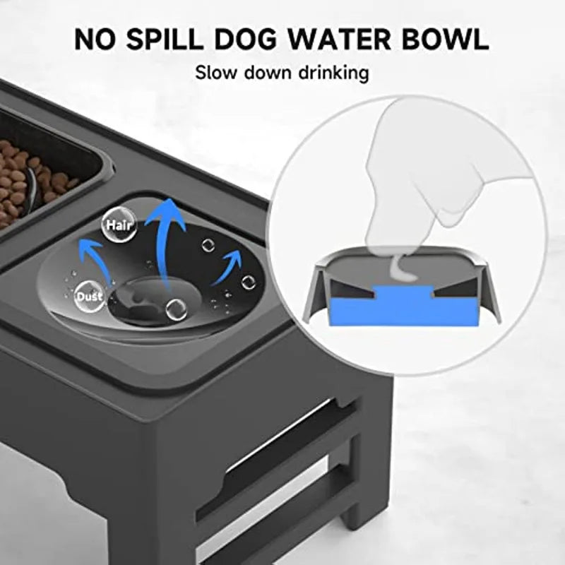 Elevated Dog Bowl, Adjustable Raised Dog Bowl with Slow Feeder Pet Friendly Supplies