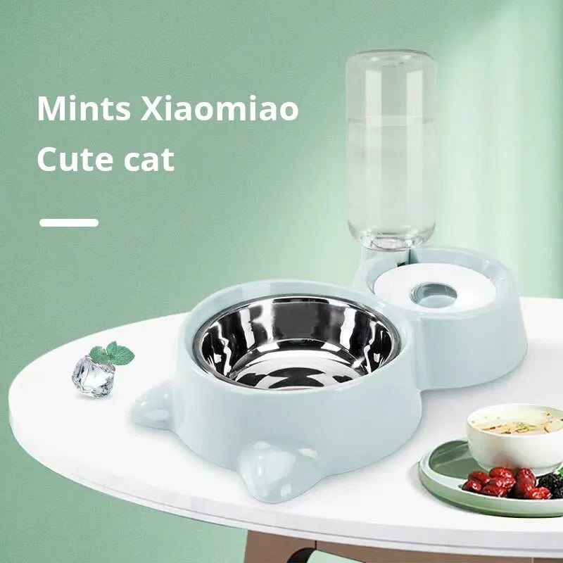 Blue 2 In 1 Bowl & Water Feeder Pet Friendly Supplies