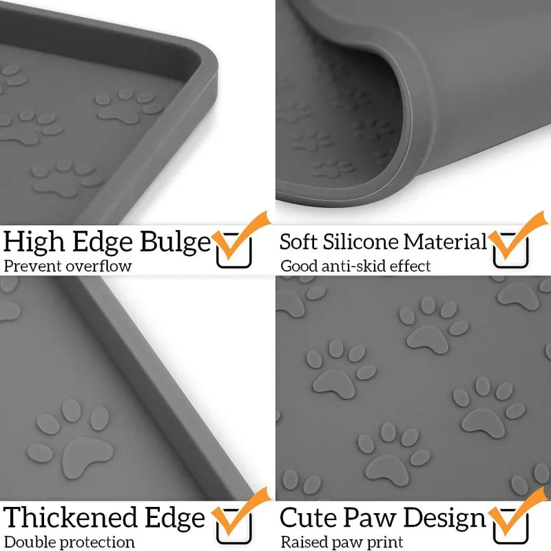 Silicone Pet Placemat Waterproof Non-Slip Dog Cat Drinking Feeding Mat Pet Bowl Pad Prevent Food and Water Overflow Feeder Mats Pet Friendly Supplies