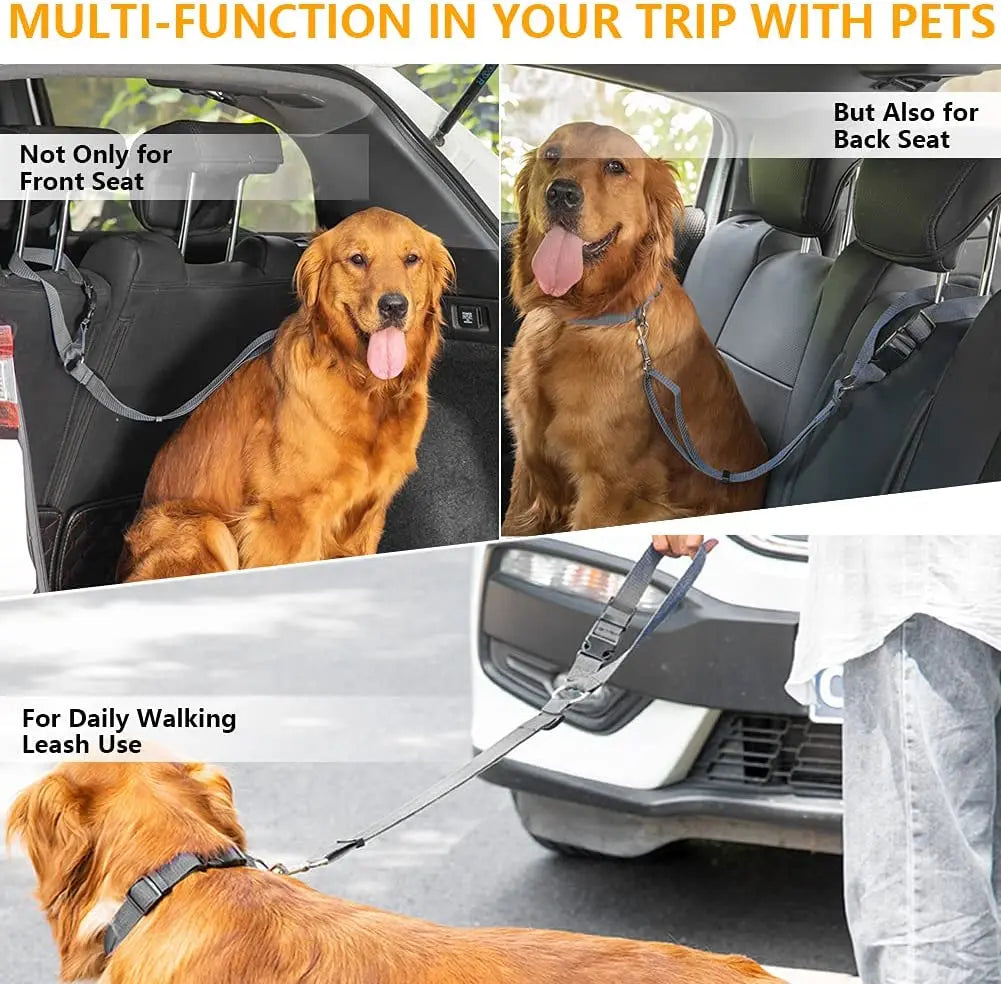 Two-in-one Nylon Adjustable Dogs Harness Backseat Safety Belt Pet Friendly Supplies