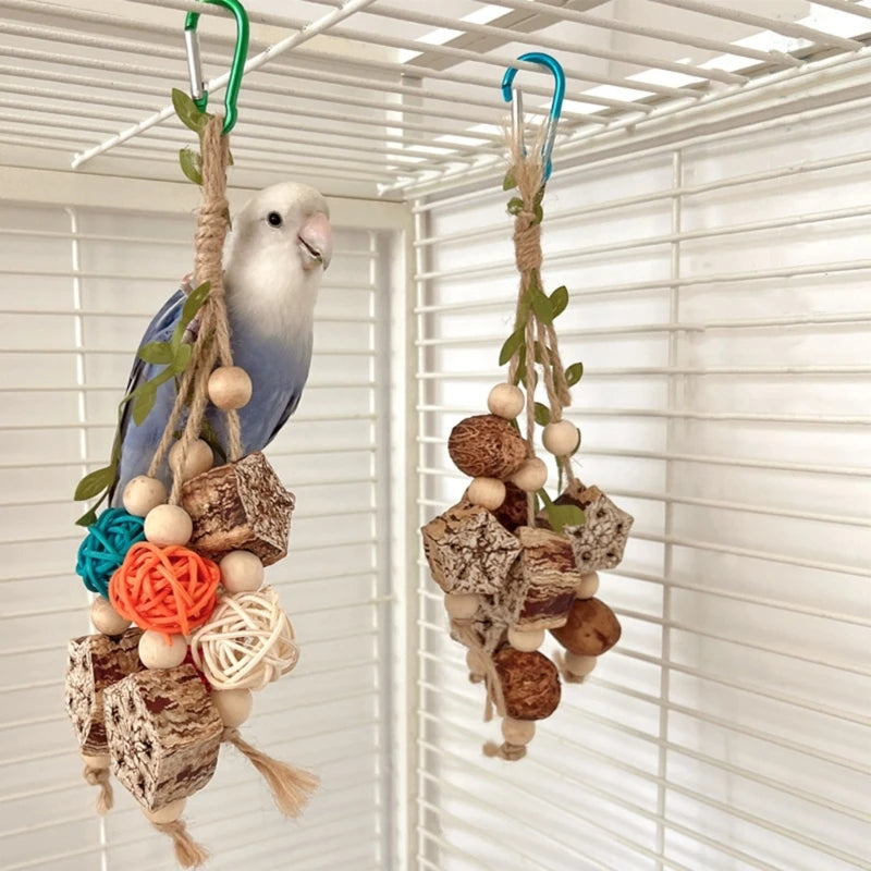 Bird Toy Natural Wooden Blocks For Bird Cage - Pet Friendly Supplies