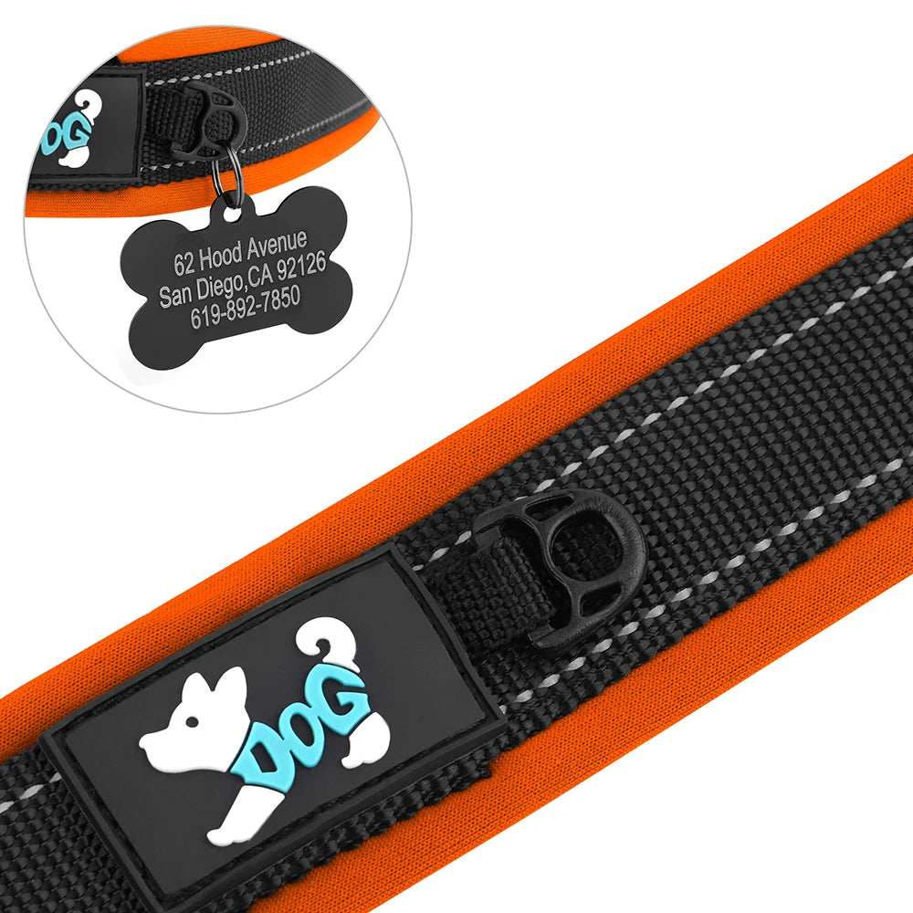 Personalized Adjustable Reflective Dog Collar Pet Friendly Supplies