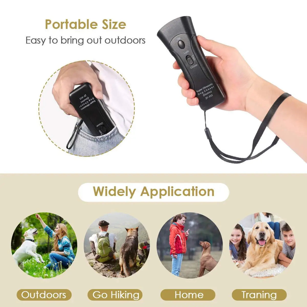 Ultrasonic Bark Deterrents Training Equipment with Flashlight Led Pet Friendly Supplies