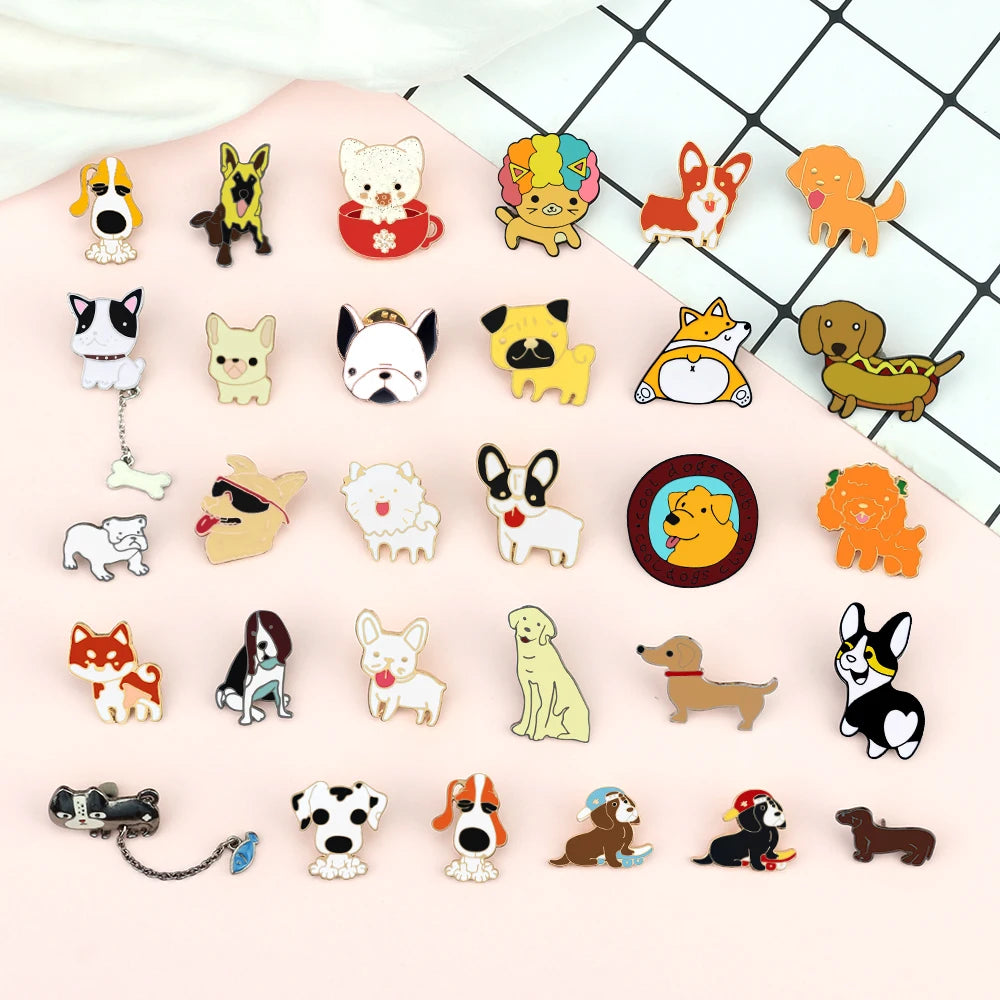 Lovely Cartoon Animal Dog Enamel Brooch Pet Friendly Supplies