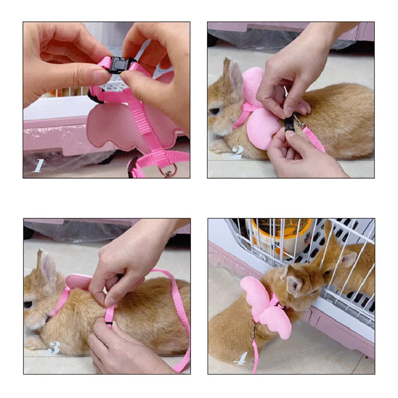 Cute Angel Wing Pet Rabbit Harness and Leash Pet Friendly Supplies