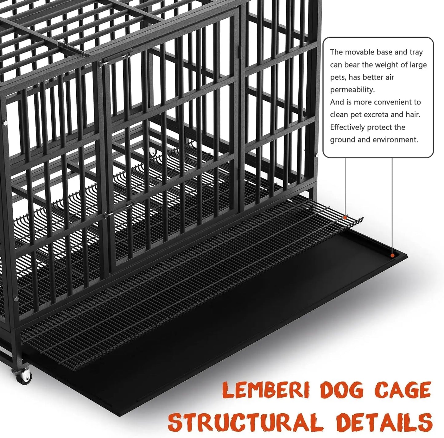 48/38 inch Heavy Duty Indestructible Dog Crate Pet Friendly Supplies