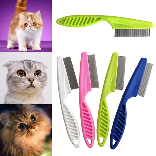 Colorful cat grooming brushes displayed alongside images of adorable Persian cats, ideal for pet care and fur maintenance.