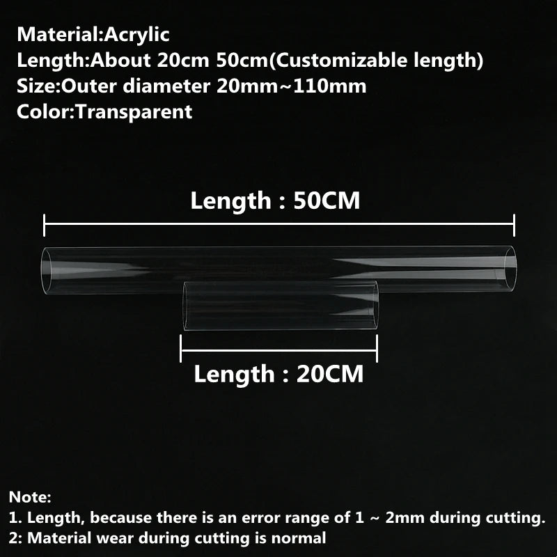 1~2PCS O.D 3mm~110mm High Transparent Acrylic Tube Fish Tank Aquarium Plexiglass Tube Pet Friendly Supplies