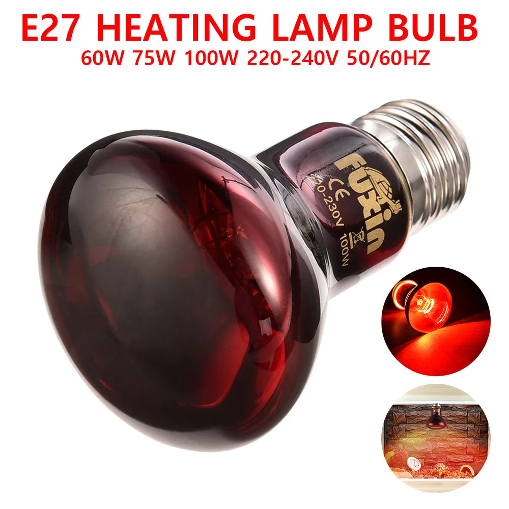 Pet Red Heating Lamp E27 Day Night For Amphibian Snake Lamp Heat Reptile Bulb UV Light 25W 50W 100W AC220-240V - Pet Friendly Supplies