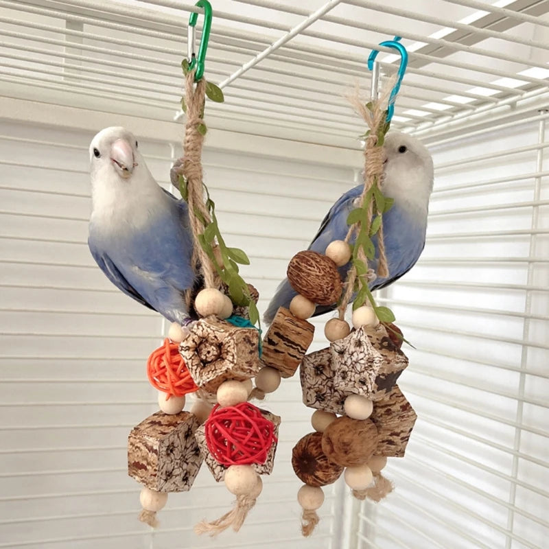 Bird Toy Natural Wooden Blocks For Bird Cage - Pet Friendly Supplies