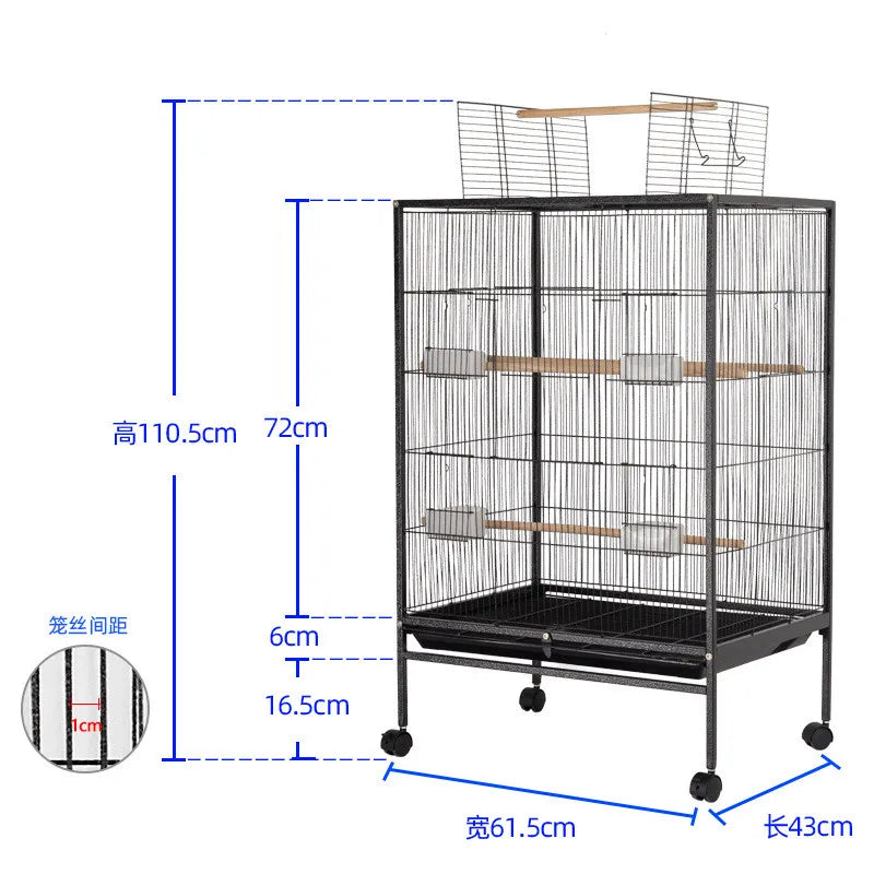 Stylish Large Metal Bird Cage with Wood Stands for Birds - Pet Friendly Supplies