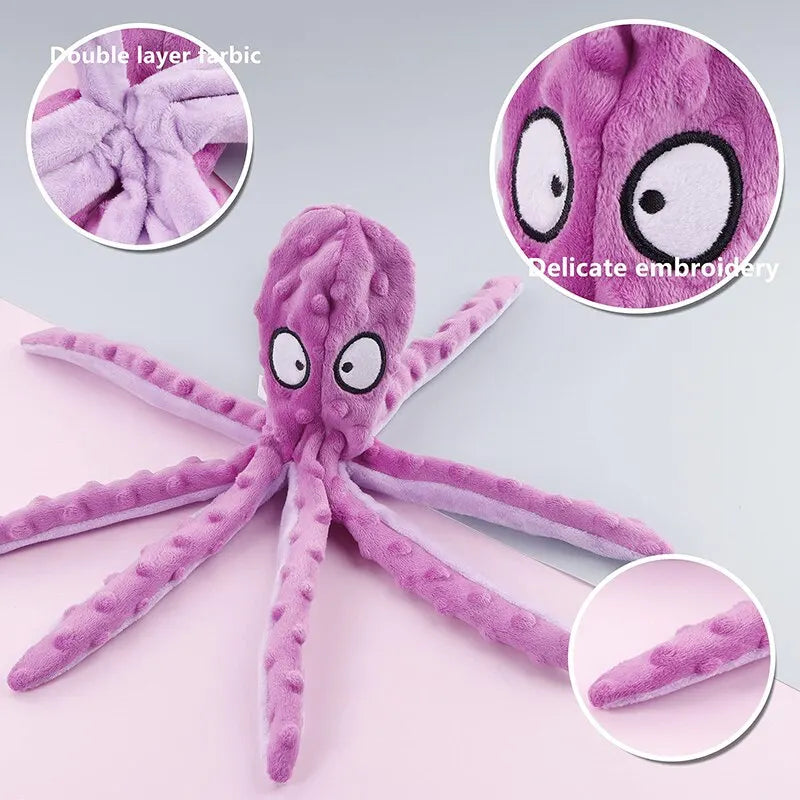 Plush Octopus Squeaky Dog Toy Pet Friendly Supplies