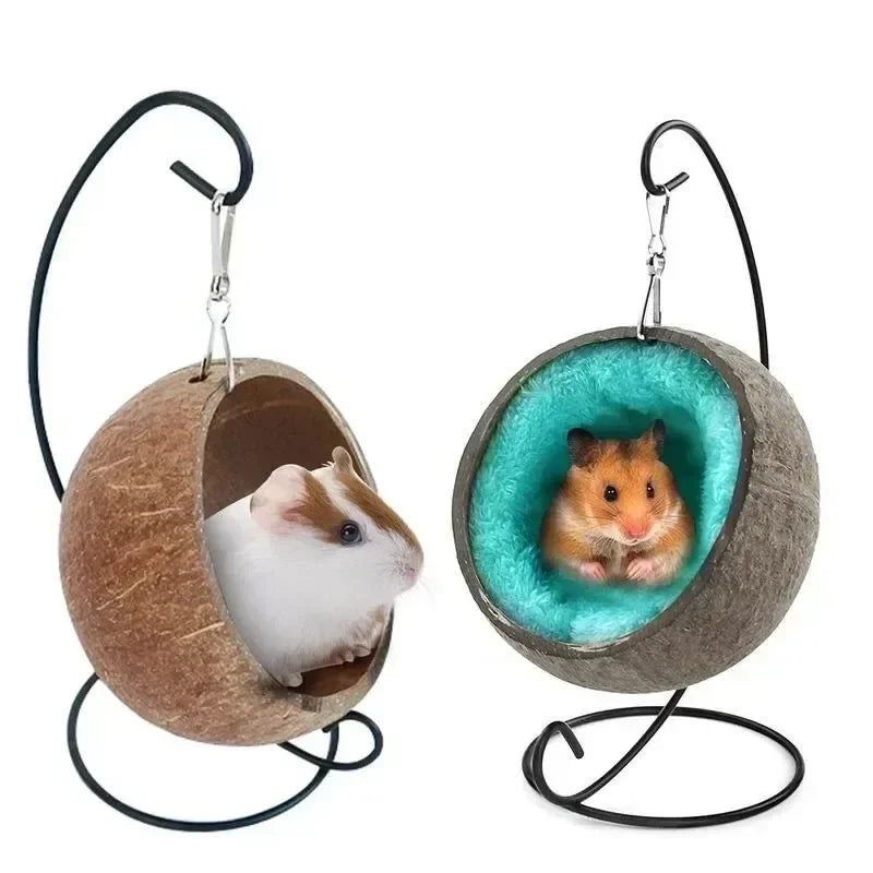 Beautiful Small Animal Coconut Shell Hanging Hammock Pet Friendly Supplies