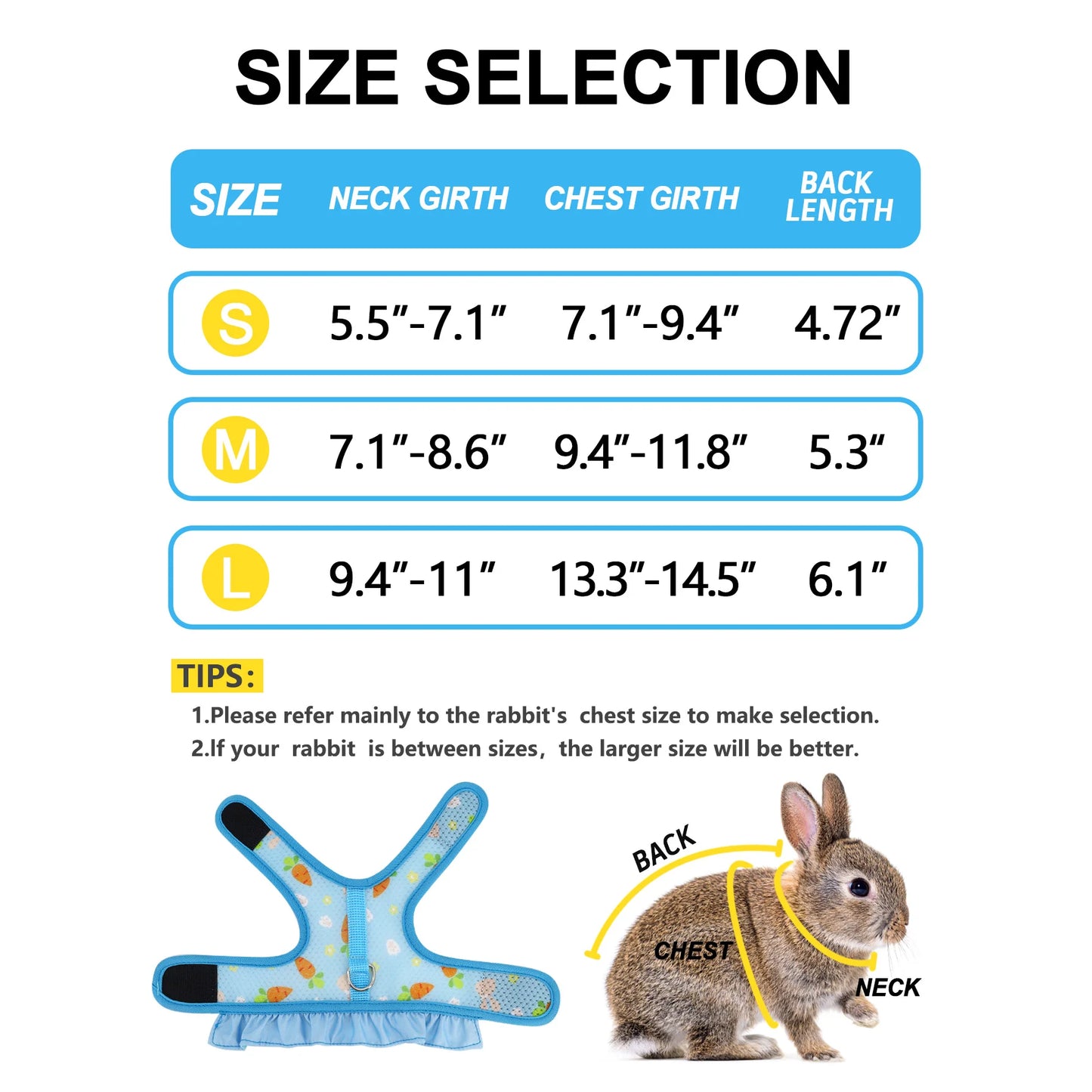 Rabbit Harness with Leash Cute Adjustable Buckle Breathable Mesh Pet Friendly Supplies