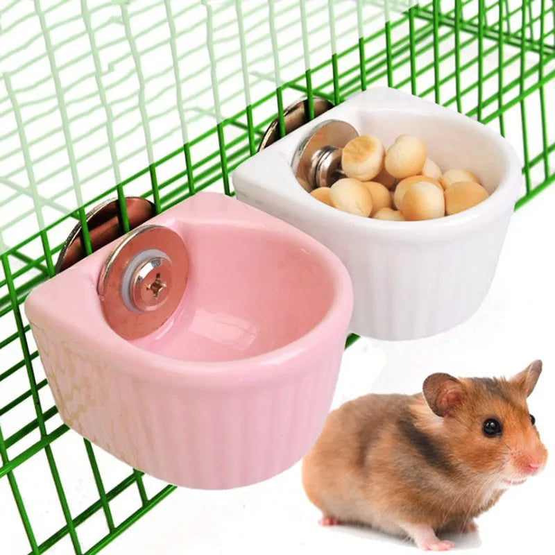 Ceramic Hanging Small Animal Feeder: Hygienic & Easy-to-Clean Water Drinking Bowl, Food Bowl Pet Friendly Supplies