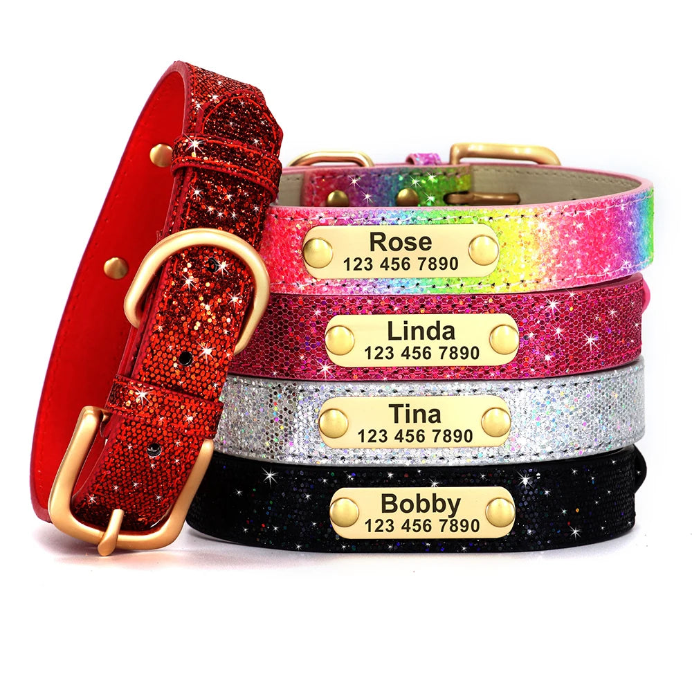 Beautiful Glittery Personalised Dog Collar - Pet Friendly Supplies