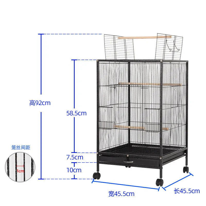 Stylish Large Metal Bird Cage with Wood Stands for Birds - Pet Friendly Supplies