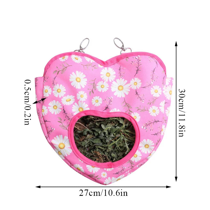 Heart-Shape Hay Bag Hanging Pouch Small Animals Feeder Pet Friendly Supplies