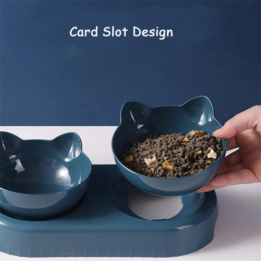 2-in-1 Double Bowls with Automatic Drinking Bottle, Tilted and Rotatable Design Pet Friendly Supplies