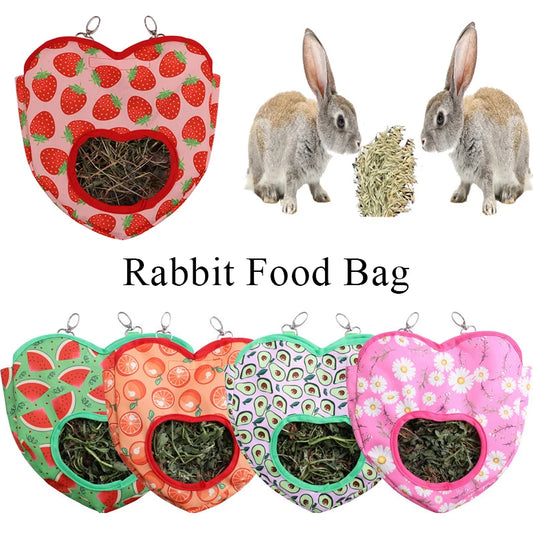 Heart-Shape Hay Bag Hanging Pouch Small Animals Feeder