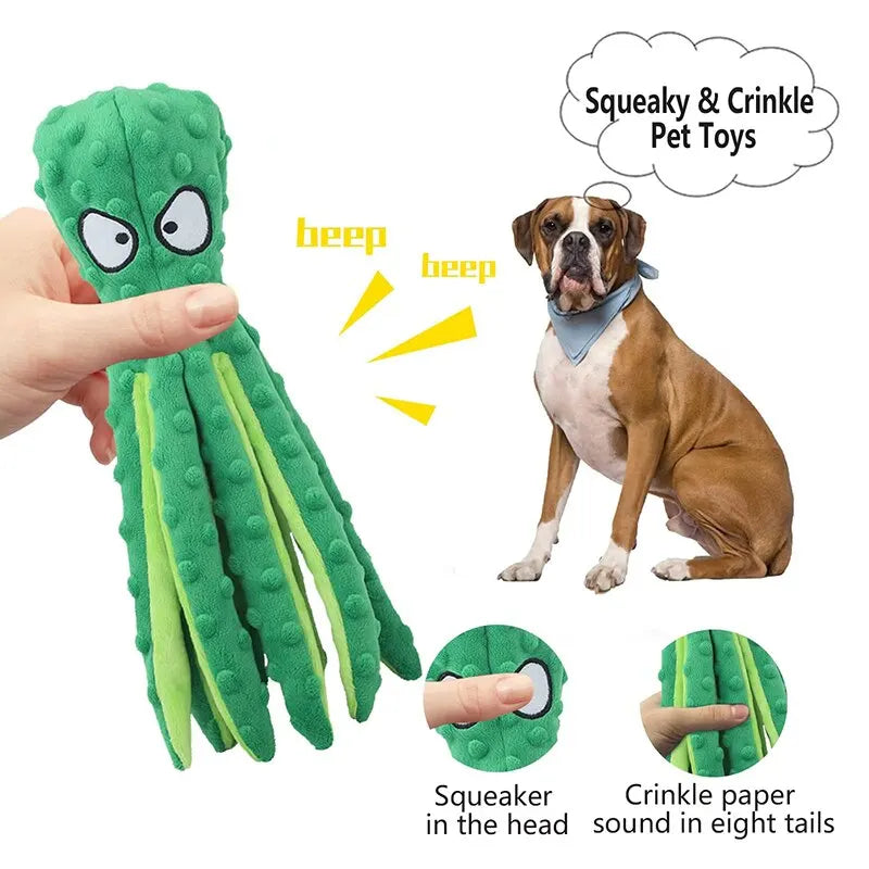 Plush Octopus Squeaky Dog Toy Pet Friendly Supplies