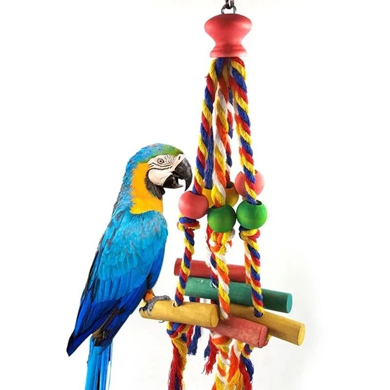 Bird Chew Toy Cotton Rope Wooden Pet Friendly Supplies