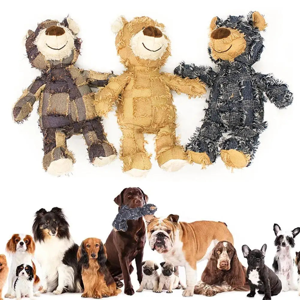 Indestructible Robust Bear Dog Stuffed Animals Chew Toy Pet Friendly Supplies