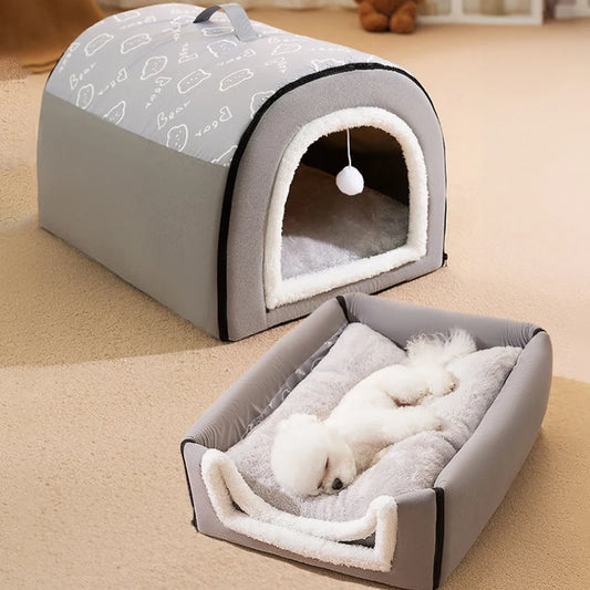 Warm Dog and Cat House Detachable Pet Sleeping Bed