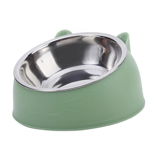 Lovely Creative Inclined Stainless Steel  Food Bowl Pet Friendly Supplies