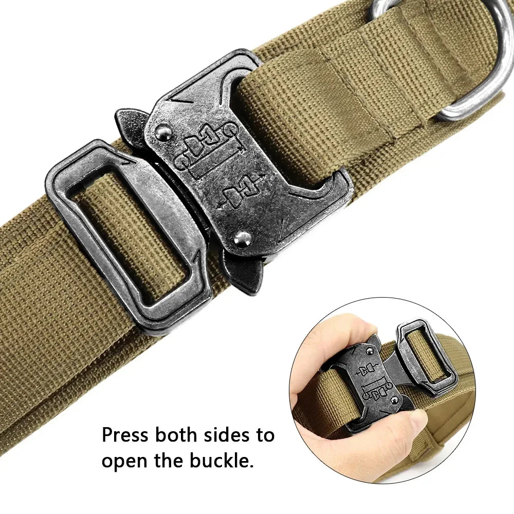 Tactical Dog Collar Military Adjustable Durable Nylon Lead Pet Friendly Supplies