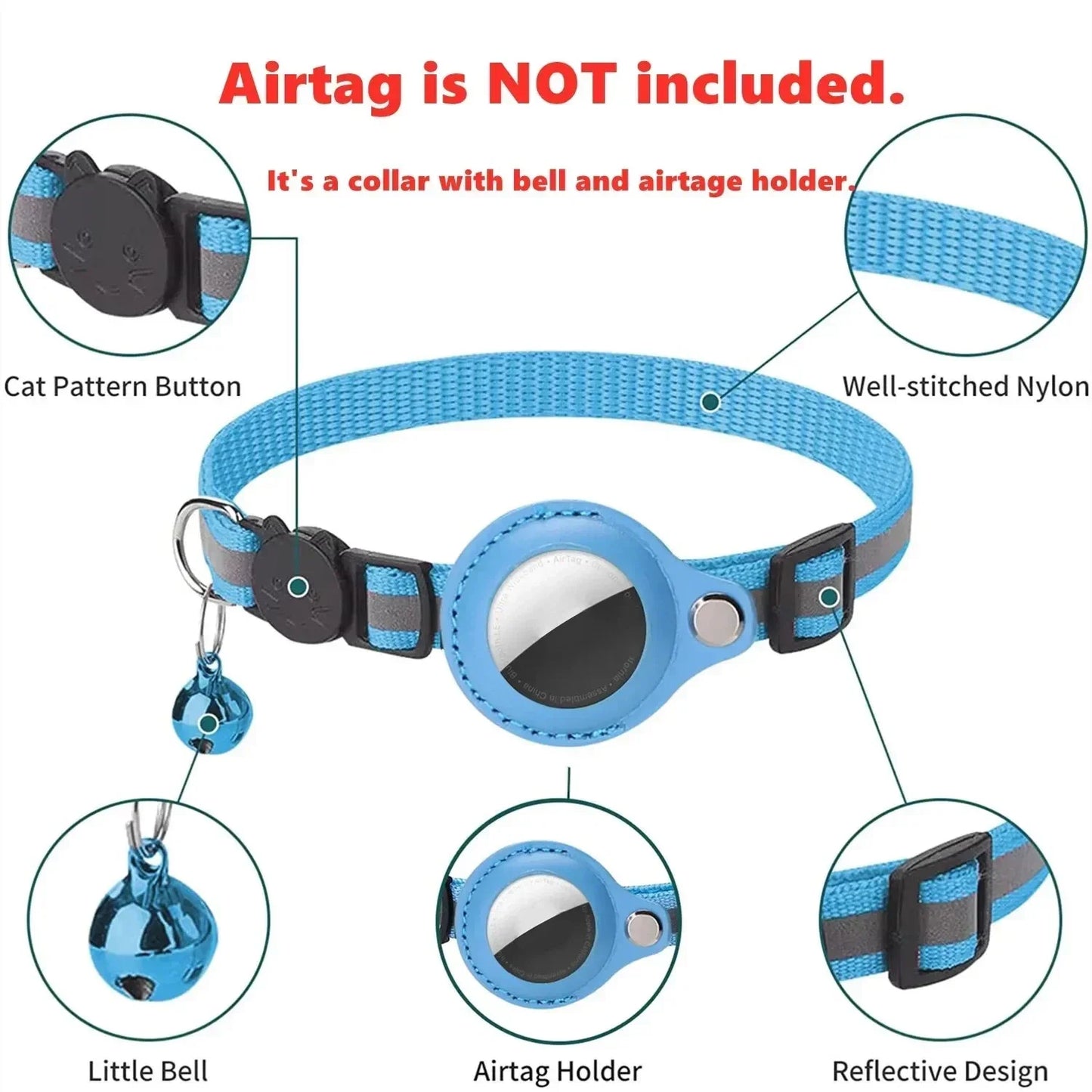 Reflective Anti-Lost Cat Collar With GPS Tracker Protective Case With Bell Pet Friendly Supplies