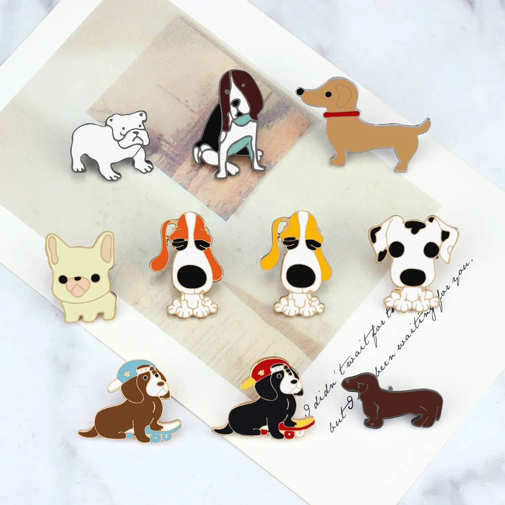 Lovely Cartoon Animal Dog Enamel Brooch Pet Friendly Supplies