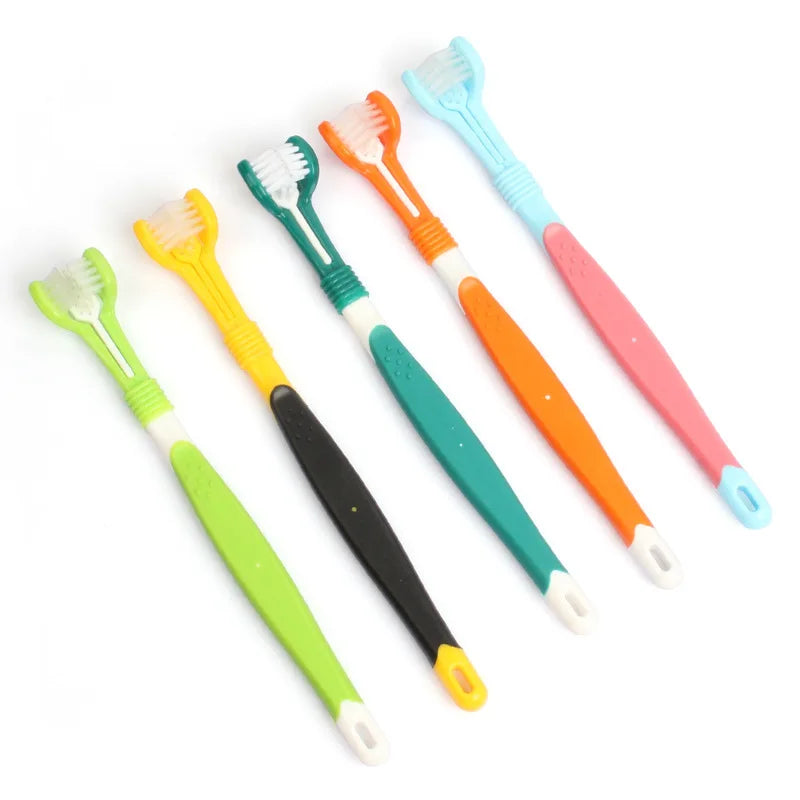 Three Sided Pet Toothbrush Three-Head Multi-angle Toothbrush Pet Friendly Supplies