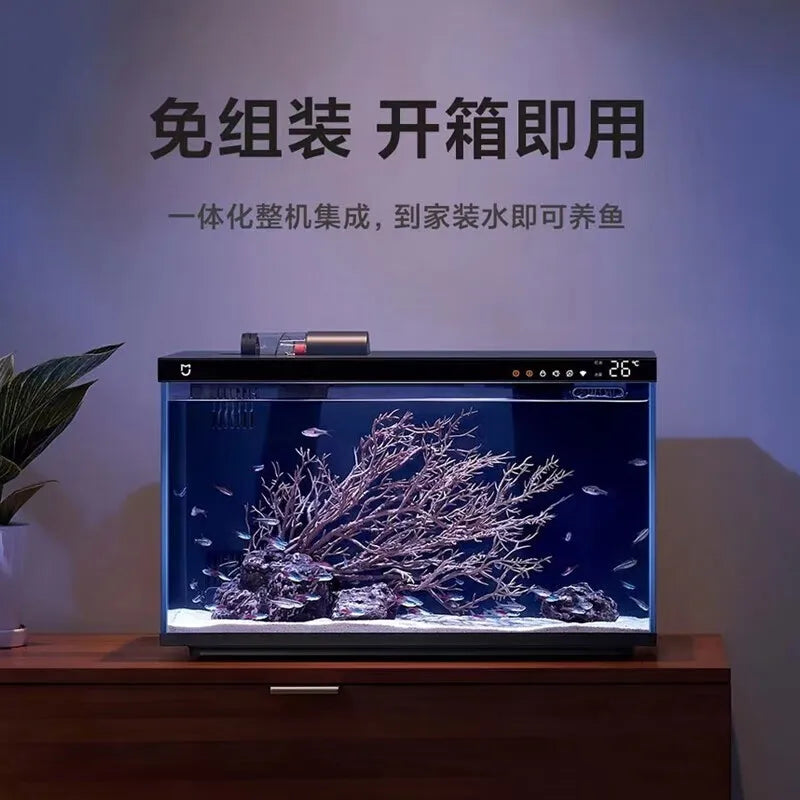 Smart Fish Tank Mobile controlled remote feeding, Remote temperature monitoring, High Intensity Water Purification Aquarium Pet Friendly Supplies