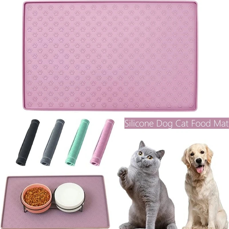 Silicone Pet Placemat Waterproof Non-Slip Dog Cat Drinking Feeding Mat Pet Bowl Pad Prevent Food and Water Overflow Feeder Mats Pet Friendly Supplies