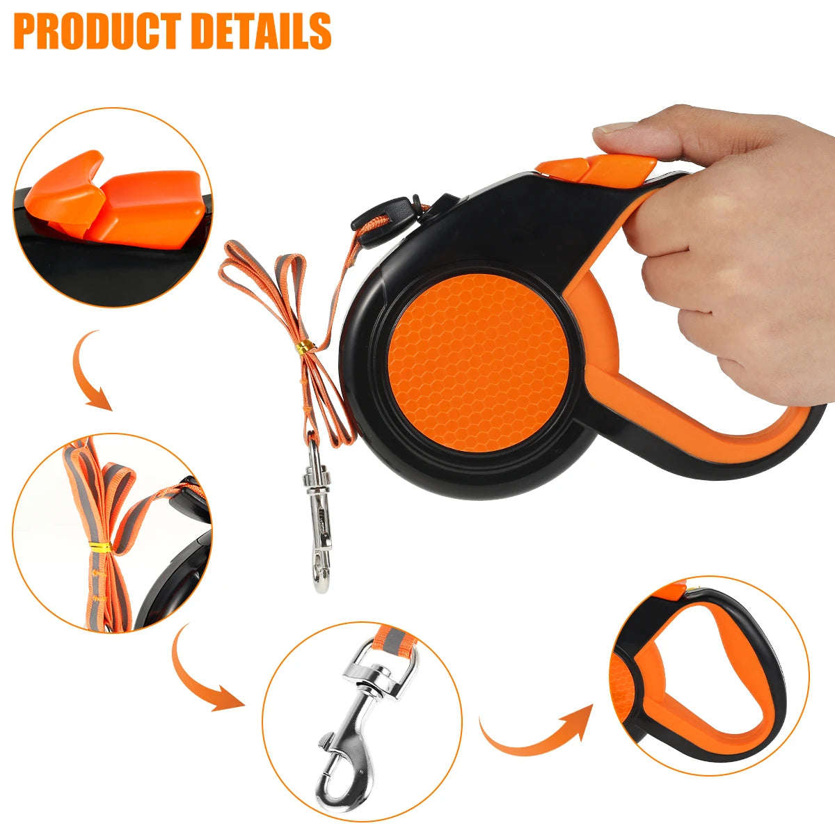 8M Retractable Heavy Duty Dog Lead With Reflective Tape Pet Friendly Supplies