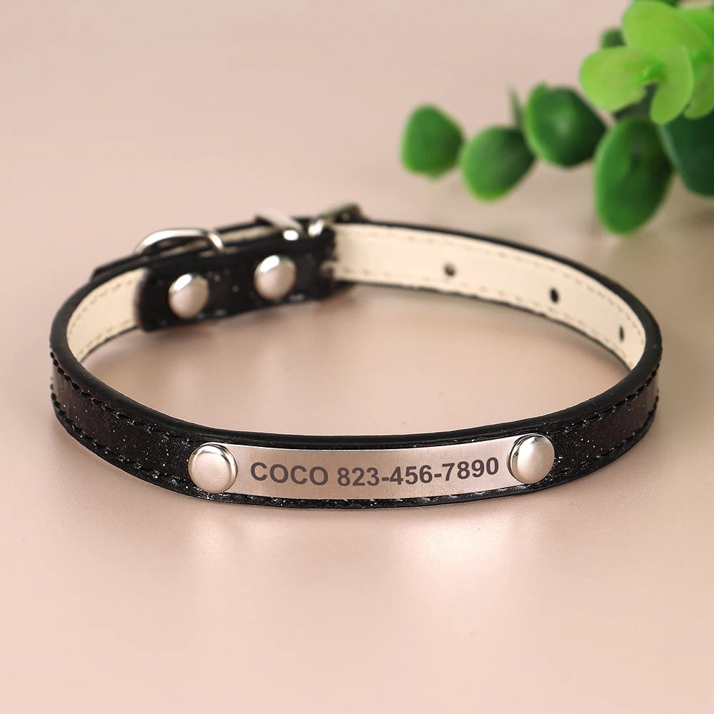 Personalised Leather Puppy Collar for  Dog - Pet Friendly Supplies