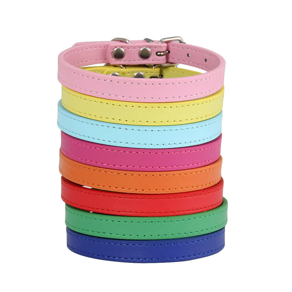 Colorful Leather Cat Collar Pet Friendly Supplies