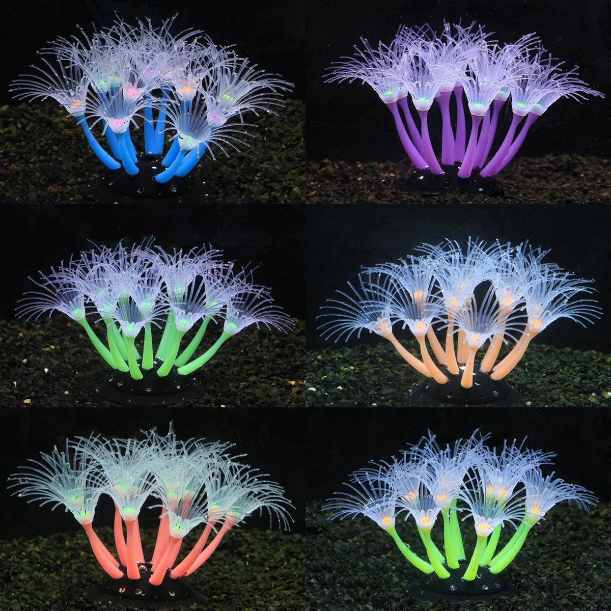 1Pc Silicone Glowing Artificial Coral Fish Tank Decorations Pet Friendly Supplies