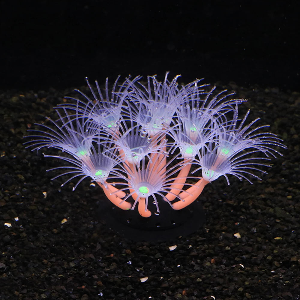 1Pc Silicone Glowing Artificial Coral Fish Tank Decorations Pet Friendly Supplies