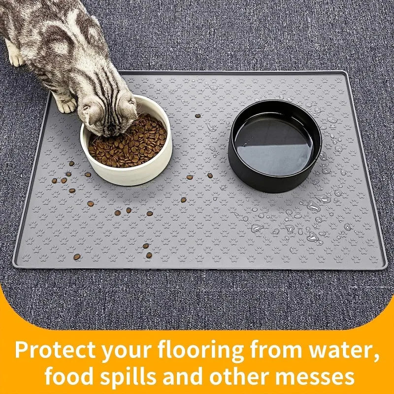 Silicone Pet Placemat Waterproof Non-Slip Dog Cat Drinking Feeding Mat Pet Bowl Pad Prevent Food and Water Overflow Feeder Mats Pet Friendly Supplies