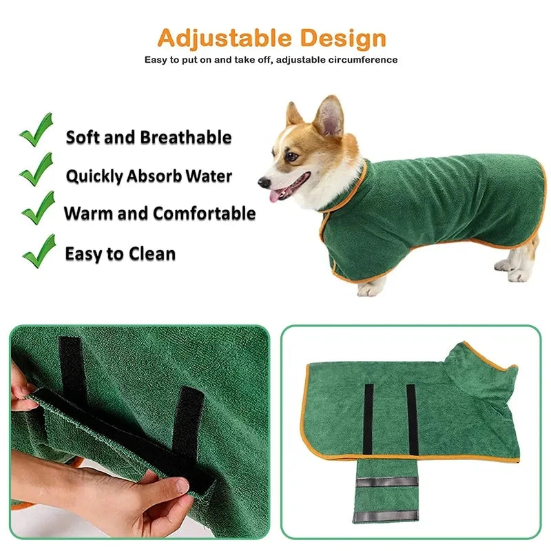 Microfibre quick drying Dog Bathrobe Pet Friendly Supplies