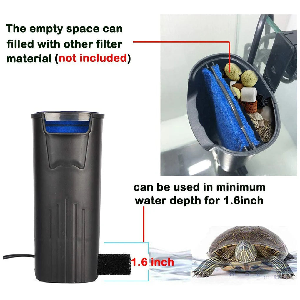 Low Water Level Water Purifier, Small Reptile Filter Aeration Pump, Waterfall, Turtle Tank, Power, 5w Pet Friendly Supplies